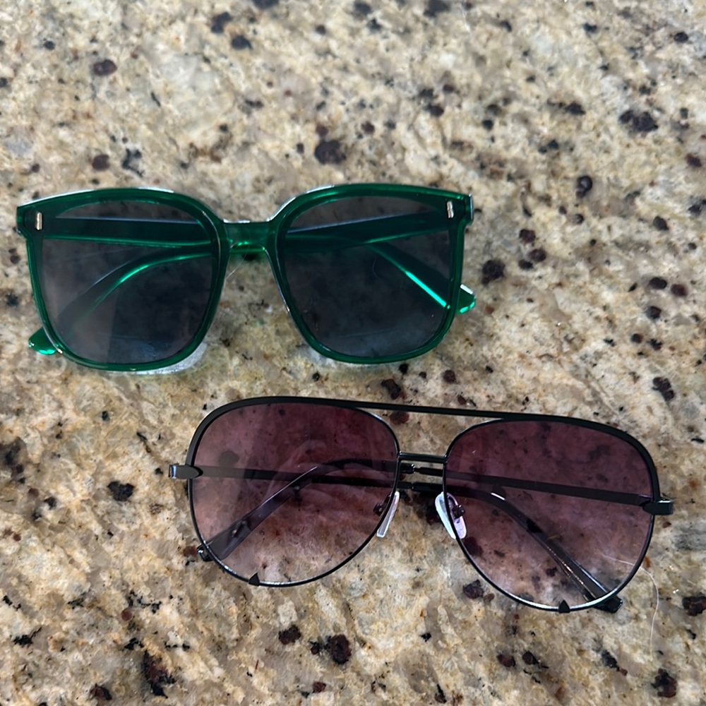 Trendy Sunglasses Bundle - Green Square & Black Aviator Frames